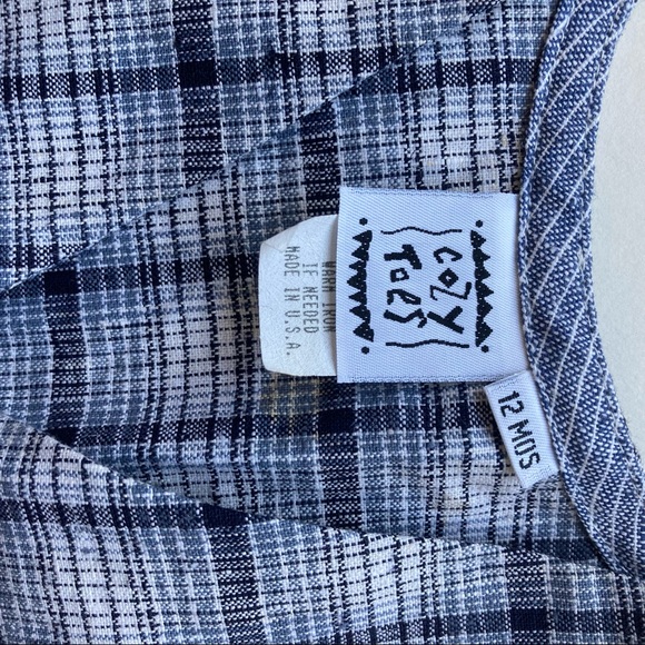 NEW Cozy Toes White Blue Plaid Linen Preppy V-Neck Button Vest Boys 12 Months - Picture 4 of 4